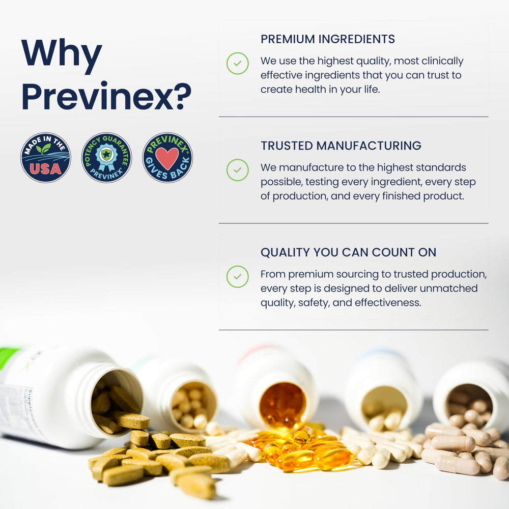Previnex Gut & Green Superfoods close-up label highlighting organic greens blend.