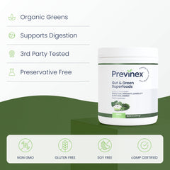Previnex Gut & Green Superfoods scoop ready for quick digestion support.
