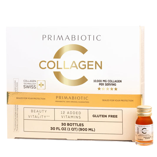 PRIMABIOTIC liquid collagen bottle shot for on-the-go daily boost