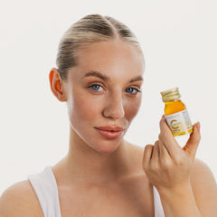 PRIMABIOTIC Liquid Collagen daily dose on countertop, easy daily routine.