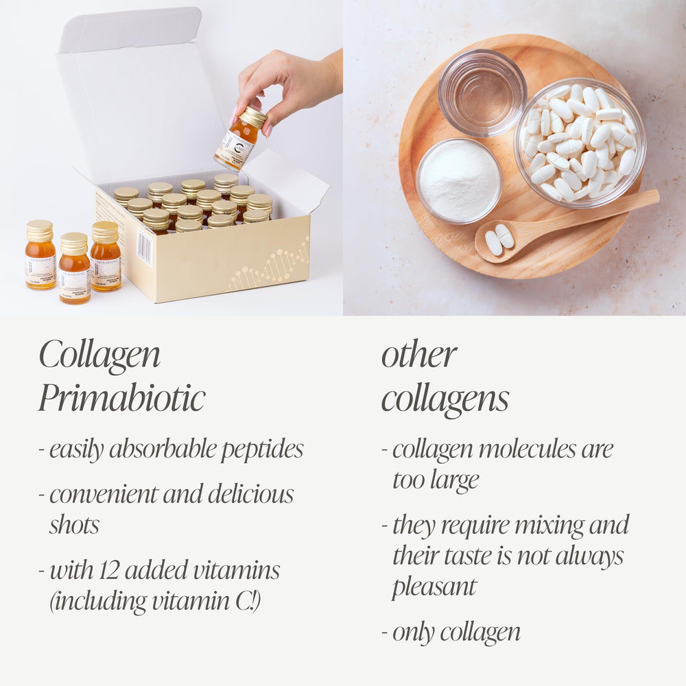 PRIMABIOTIC Liquid Collagen vitamin boost visual, supporting skin and immune functions.