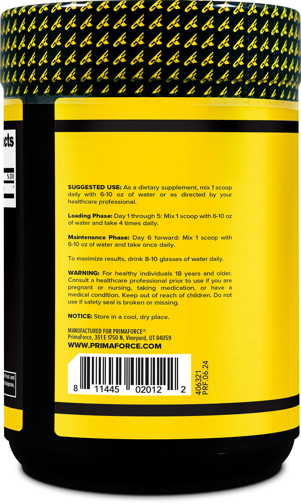 Primaforce Creatine Monohydrate powder close up showing fine micronized texture for smooth mixing