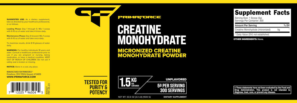 Primaforce Creatine Monohydrate shaker-ready setup for workout mix.