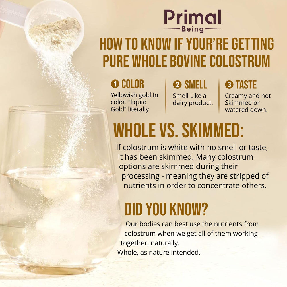 Primal Being colostrum powder thermally-treated preserves bioactive profile.