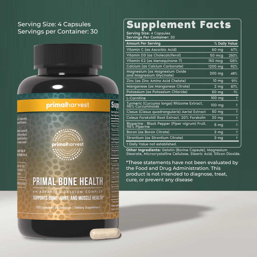 Primal Harvest joint support capsules close-up hints at improved mobility.