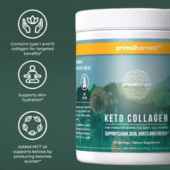 Primal Harvest scoop with Keto Collagen for precise daily collagen intake.