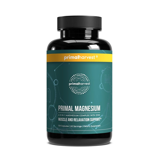 Primal Harvest Magnesium Complex bottle supports daily energy and muscle function.