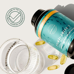 Primal Harvest Omega-3 daily dose reminder graphic on the bottle
