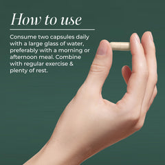 Bottle pour demonstrates easy daily capsule intake.