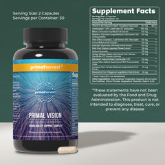Primal Vision capsules-closeup highlighting lutein and zeaxanthin for visual clarity