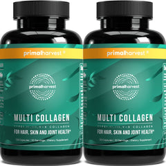 Primal Harvest two-pack bottle showcases the multi collagen pills for daily use.