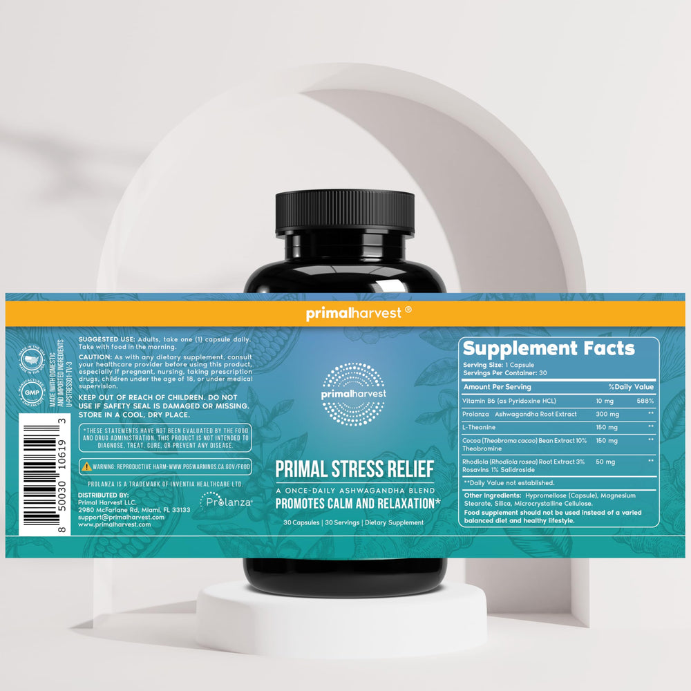Primal Harvest Vitamin B6 capsule close-up for mood balance.