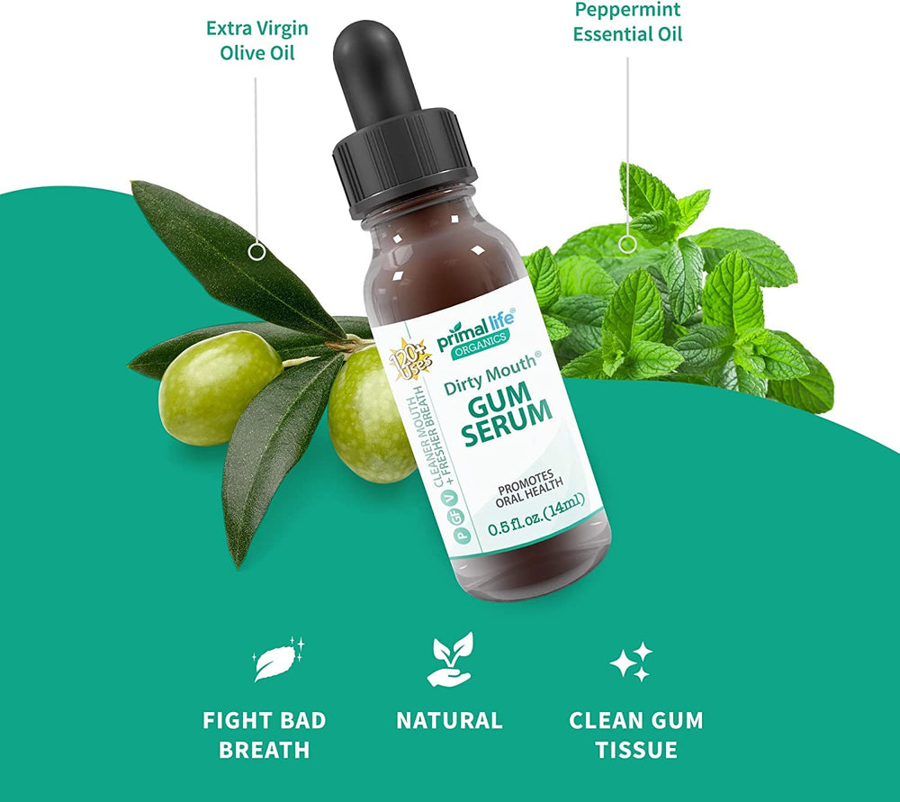 Primal Life Gum Drops spearmint-oil detail signals long-lasting freshness.
