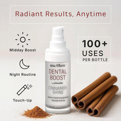 Primal Life Real White Dental Boost applied on toothbrush during brushing.