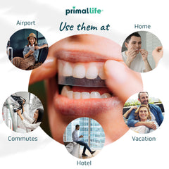 Primal Life Real White Strips after a 30-minute wait for a brighter look.