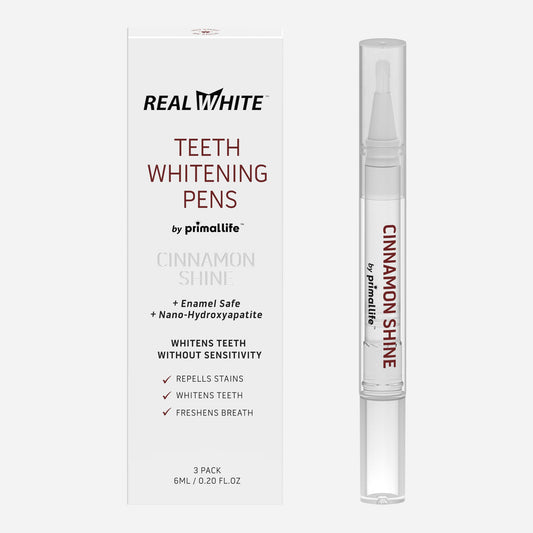 Primal Life Organics Real White Teeth Pen cap close-up for portable whitening.