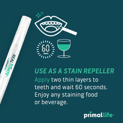 Primal Life Organics Real White Teeth Whitening Pens packaging shown for home use