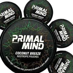 Primal Prelude Coconut Breeze pouch for caffeine-free on-the-go focus