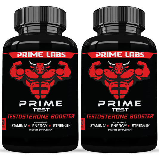 Prime Labs Prime Test bottle front showing branding for energy support.