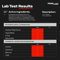 Prime Labs Prime Test Pro ashwagandha ingredient promoting stress resilience.