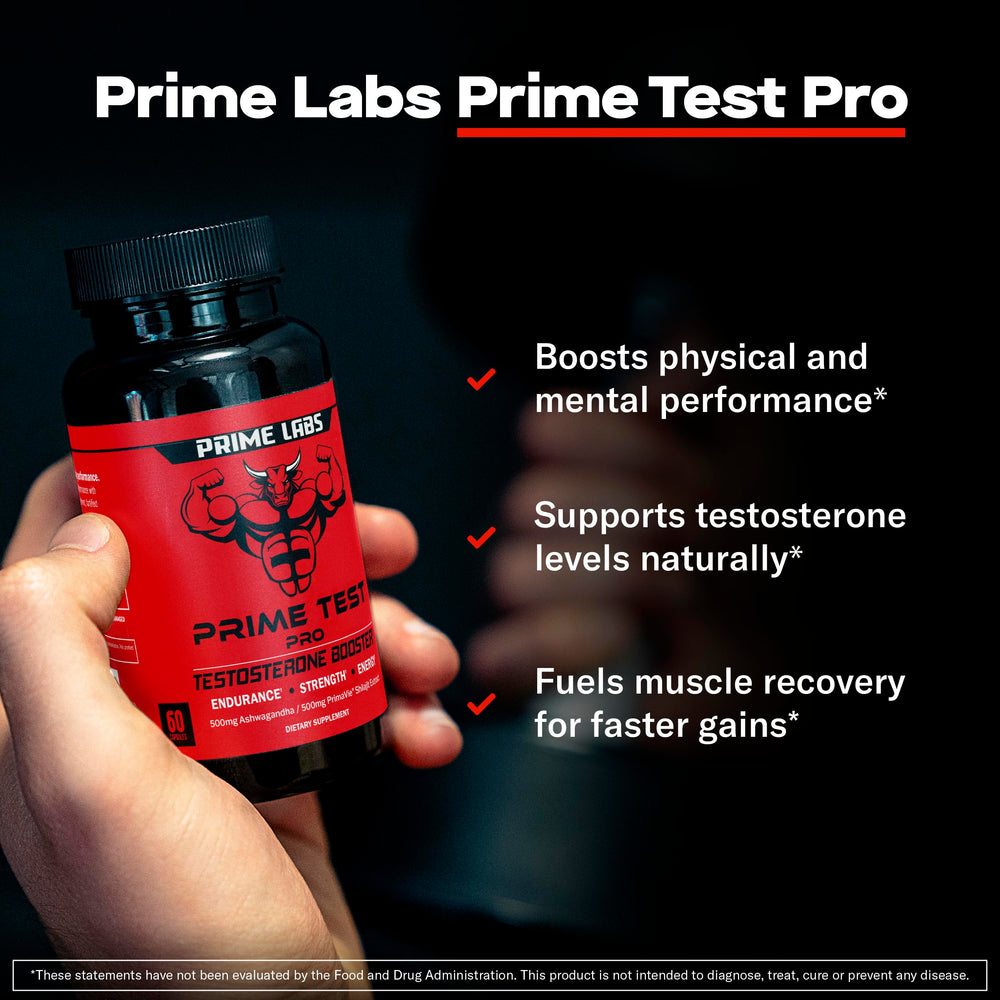 Closeup of Prime Test Pro capsules for easy daily supplementation.