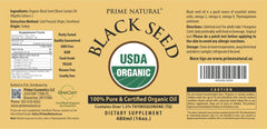 Prime Natural Black Seed Oil USDA-certified seal and Turkey origin
