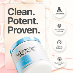 Prime Powders Akkermansia powder mixed in water for a refreshing daily drink.