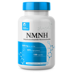 Prime Powders NMNH bottle front with capsules for convenient NAD+ support.