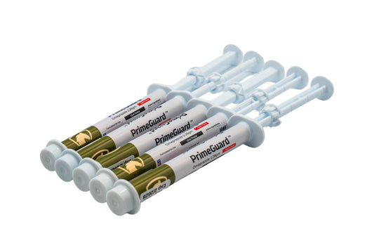 PrimeGuard omeprazole oral paste syringe, Apple flavor, five-pack for convenient dosing.