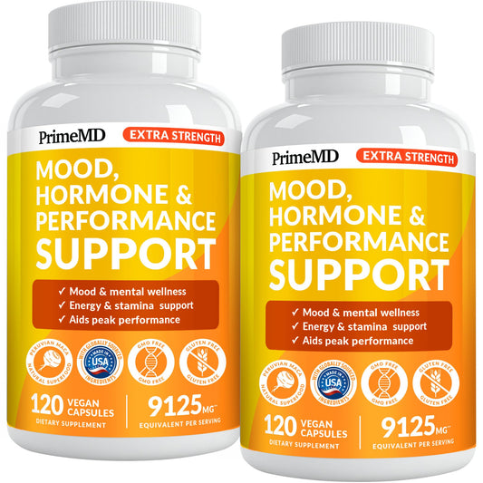 PrimeMD 19-in-1 maca capsules bottle front showing energy balance potential