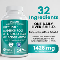 PrimeMD liver support capsules with milk thistle complex for everyday use.