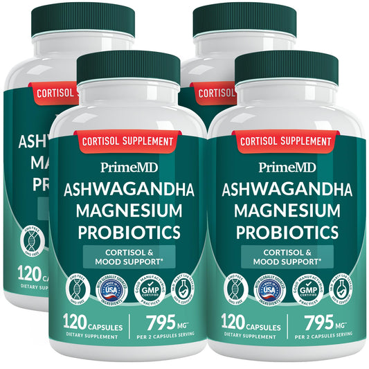PrimeMD 5-in-1 cortisol bottle with Ashwagandha for calm focus.