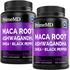 PrimeMD 6in1 organic maca bottle suggests sustainable energy potential