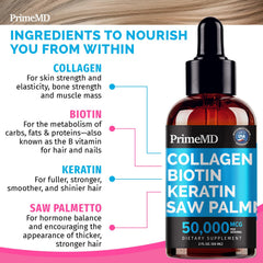 PrimeMD Biotin serum dropper ready for daily routine to support vitality.