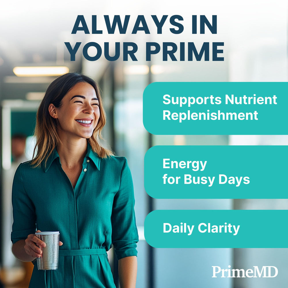 PrimeMD bottle with vegan-friendly badge communicates inclusive options