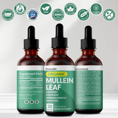 PrimeMD Mullein Drops dropper in use for precise 2 ml servings.
