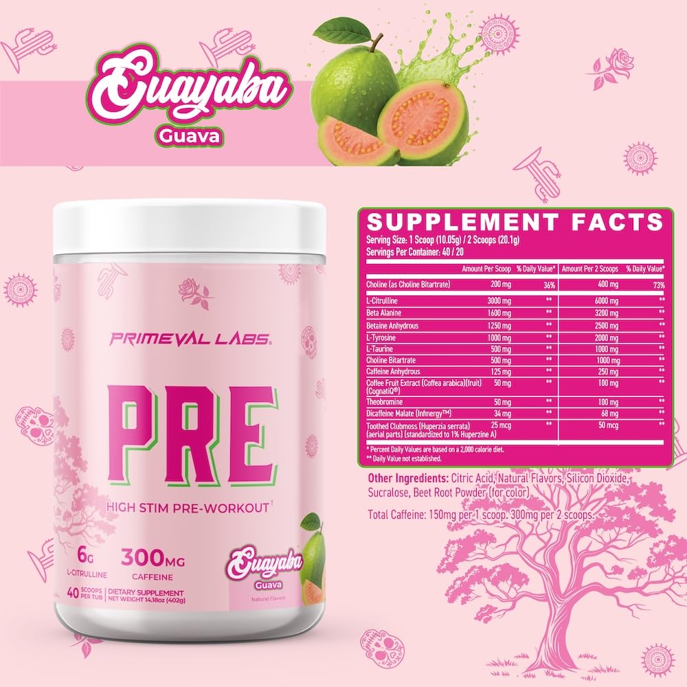 Primeval Labs PRE high-stim guayaba flavor captures tropical taste profile