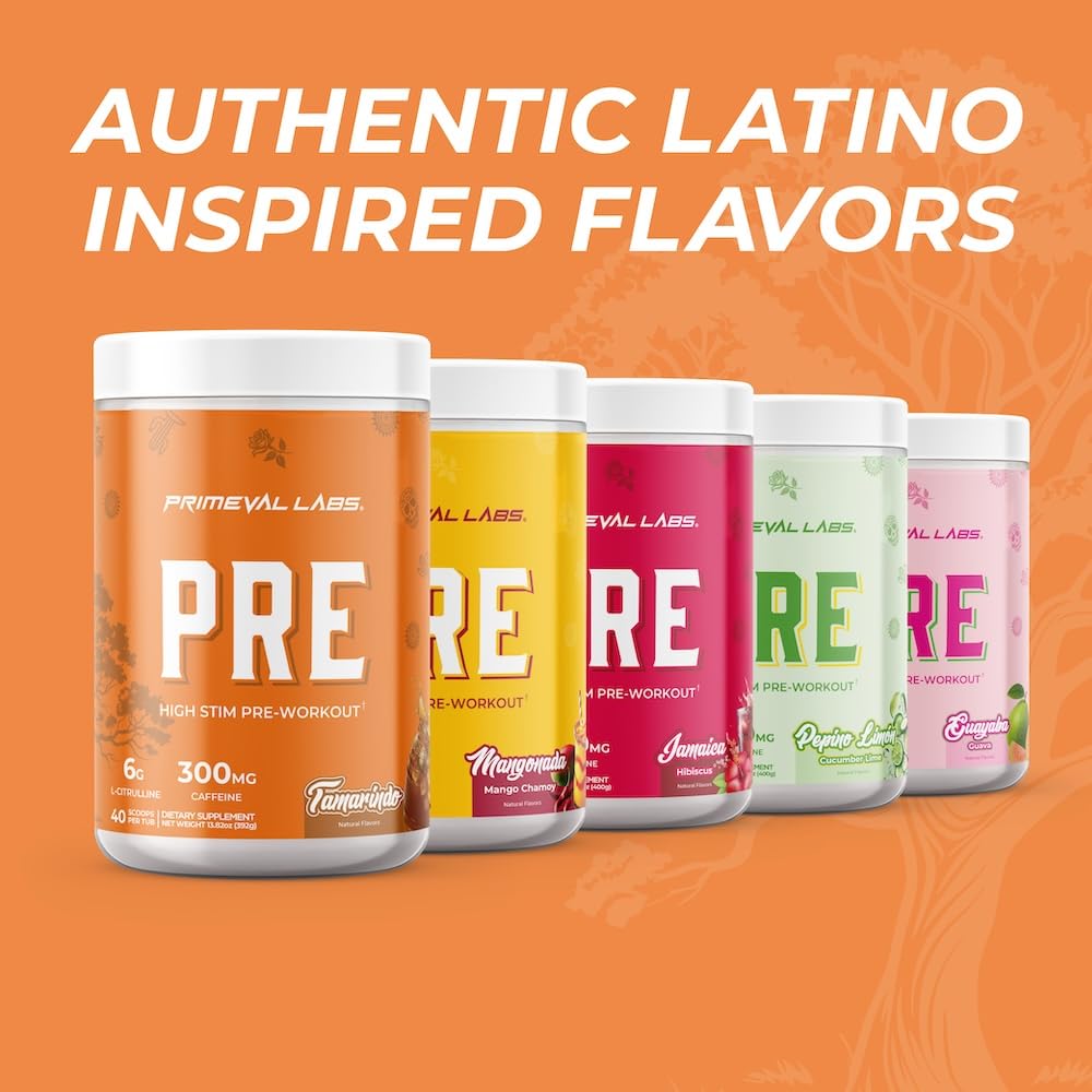 Primeval Labs PRE ingredients panel highlights L-Citrulline and Beta-Alanine