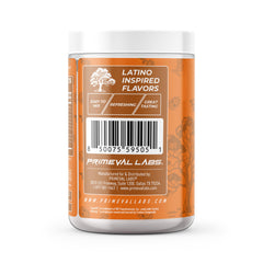 Primeval Labs PRE label highlights 300mg caffeine per two scoops