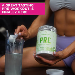 Primeval Labs PRE high-stim mixed shake demonstrating smooth texture and color