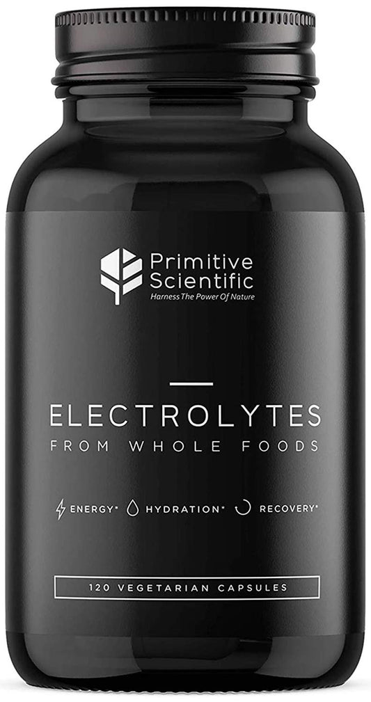 Primitive Scientific Whole Food Electrolyte Capsules bottle promotes clean hydration on the go.