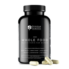 Primitive Scientific women's multivitamin bottle for daily energy and balanced wellness.