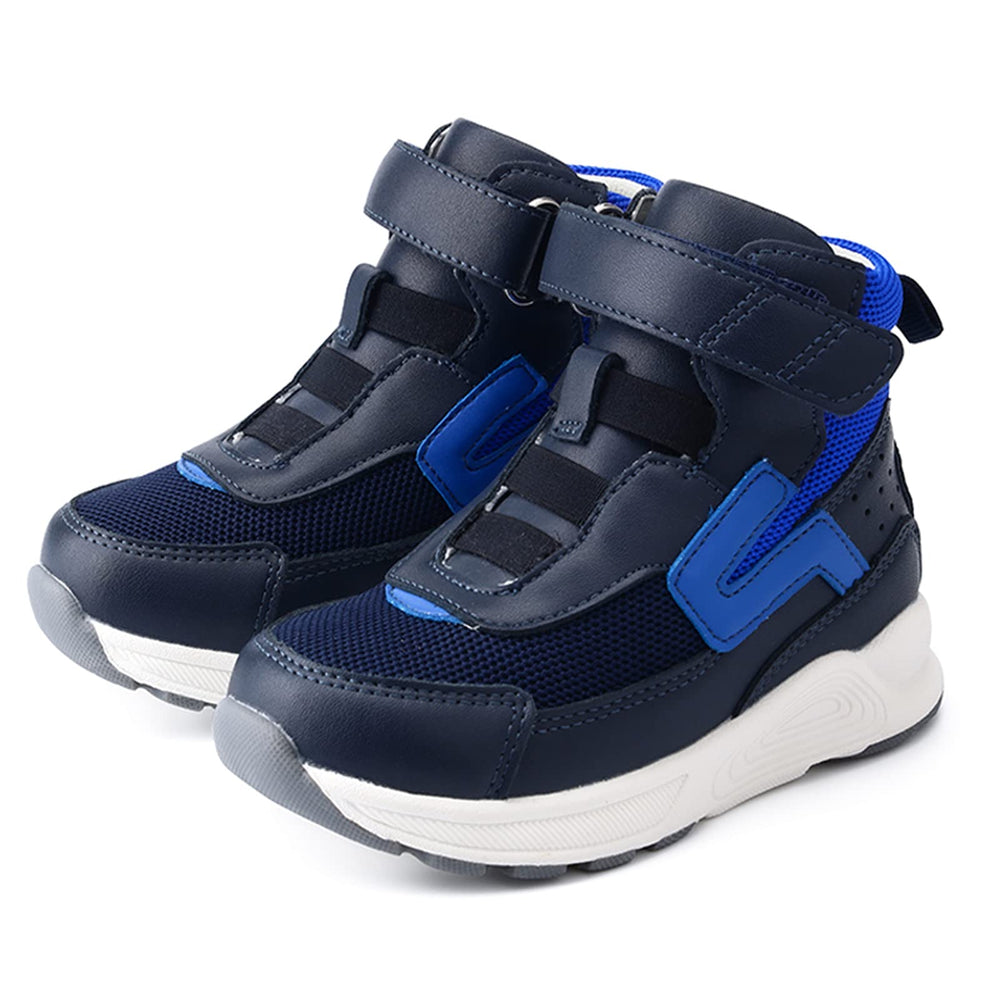 Princepard orthopedic kids' blue shoes close-up showing soft leather and mesh for comfort