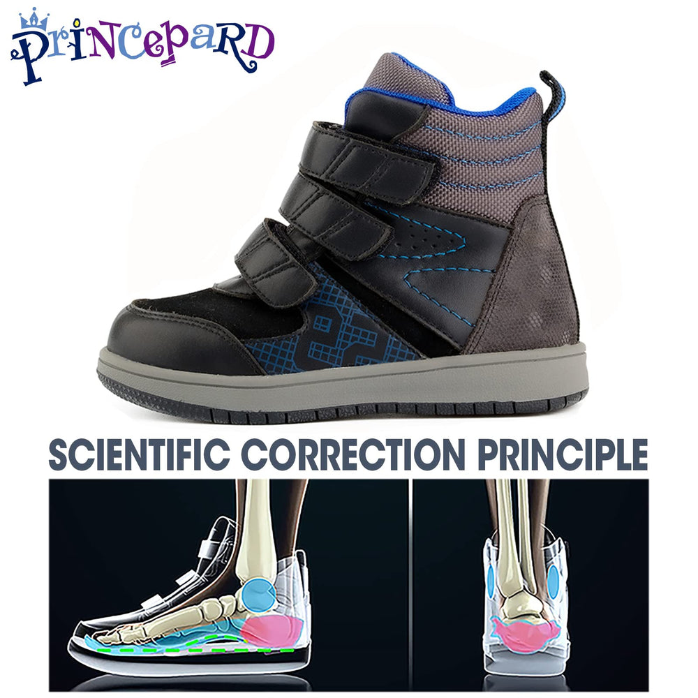Princepard toddlers corrective boots triple-strap closure offers adjustable fit for different foot widths.