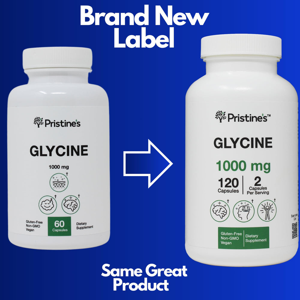 Close-up of PRISTINE'S Glycine capsules showing quality