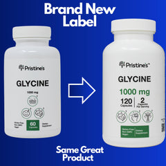 Close-up of PRISTINE'S Glycine capsules showing quality