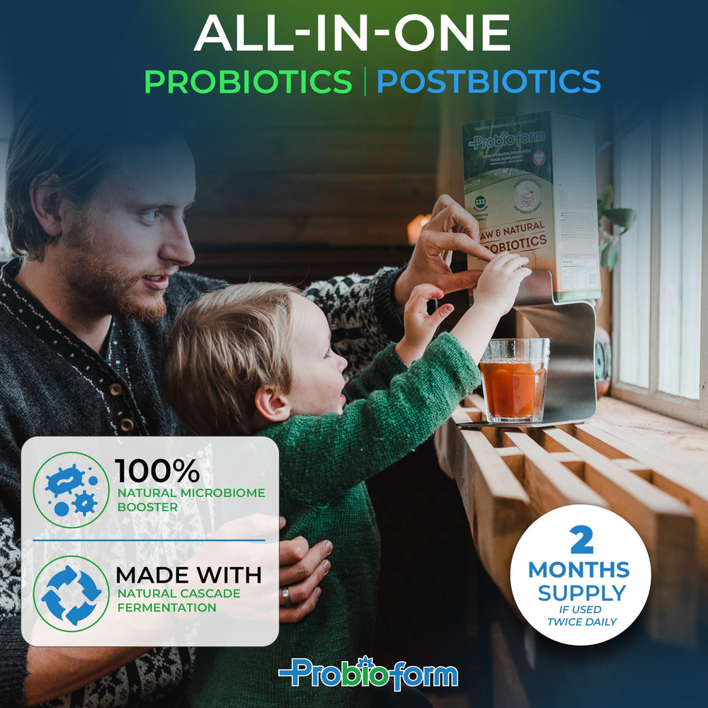 Probioform 3-week fermentation process graphic for natural probiotics.