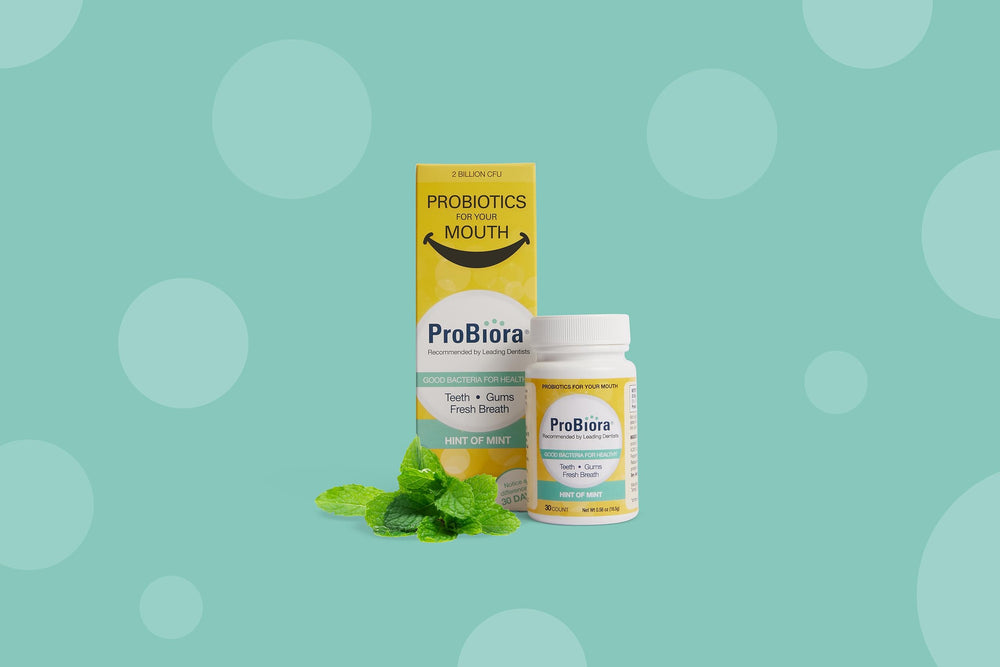 ProBiora Health box with glass of water for daily habit.