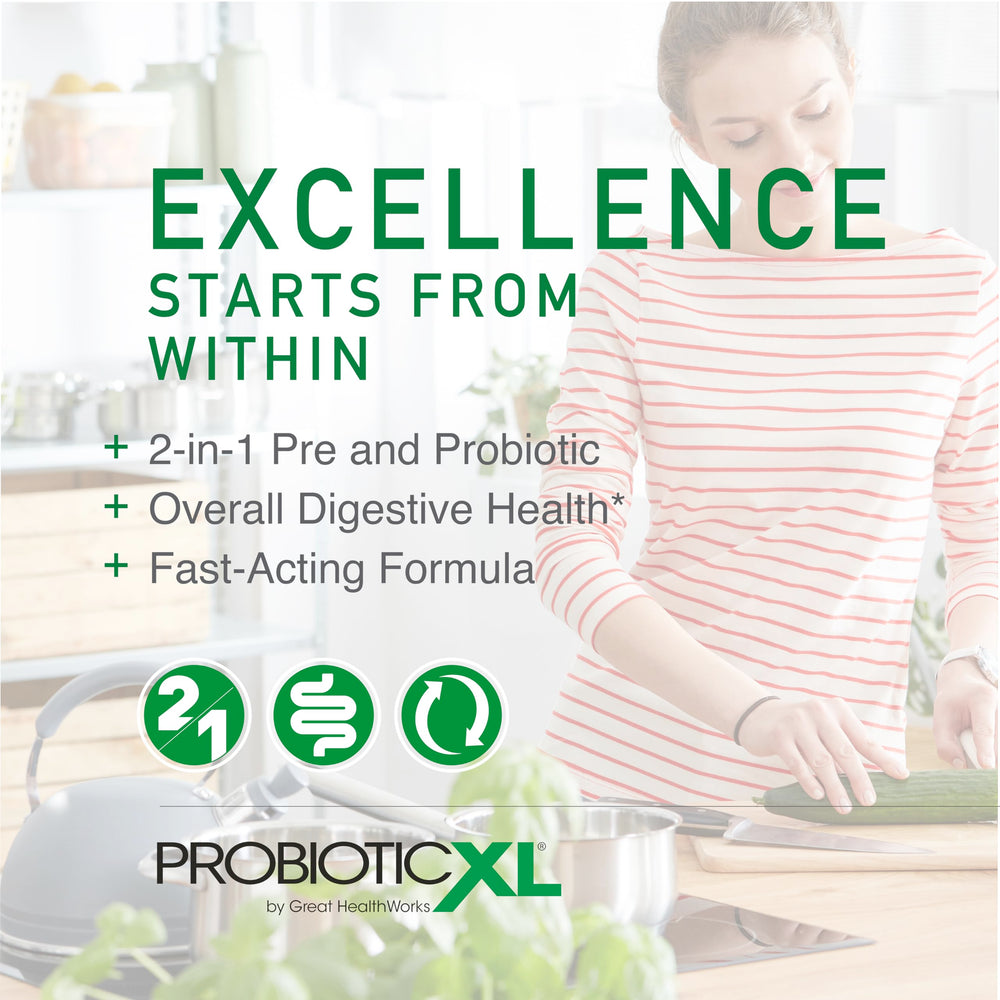 Probiotic XL label emphasizes PreforPro and DE111 probiotic strains