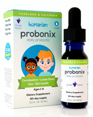 Probonix Humarian kids probiotic bottle shown for a 30-day supply.